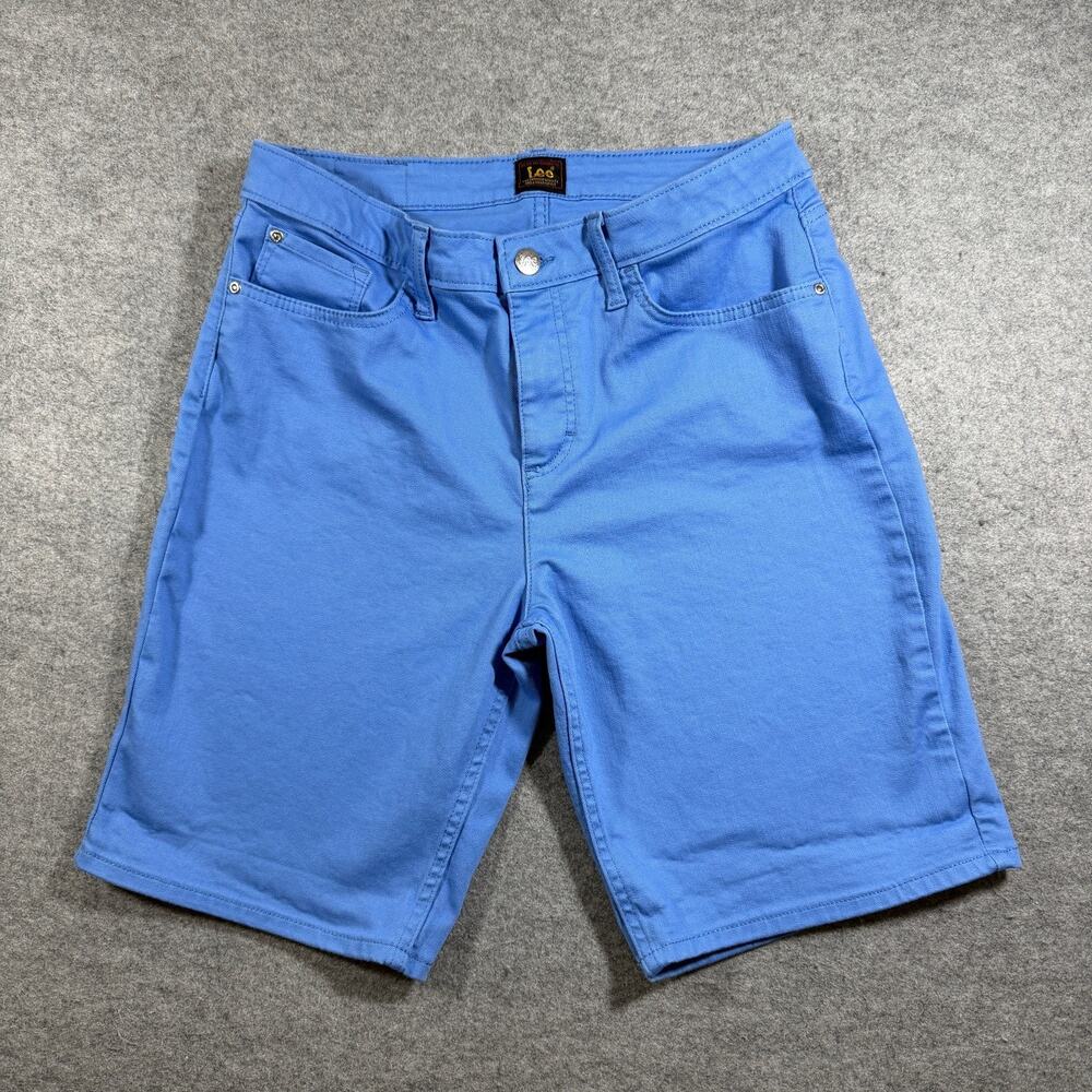 Lee Denim Shorts Womens 12 Medium Blue 5 Pocket Bermuda Cotton Stretch
